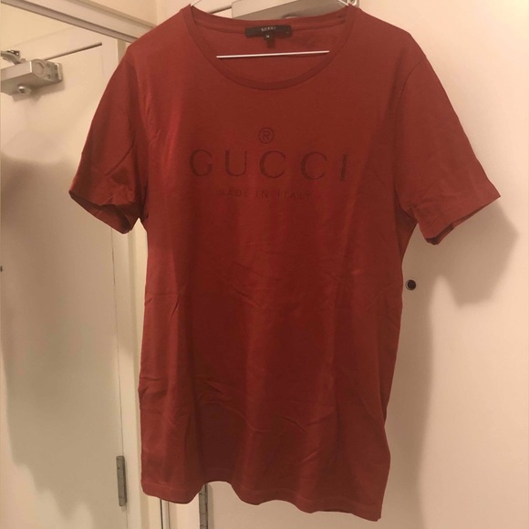 Gucci logoT shirt Size M red bordeau 100% Authentic - Picture 9 of 10